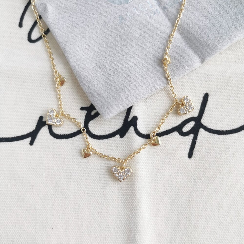 Alicia Bonnie Charm Necklace - Isabella - White Crystal Gold